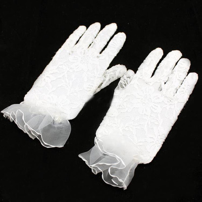 專業訂做蕾絲鉤花禮儀手套，義烏燁駿日用品廠家直供